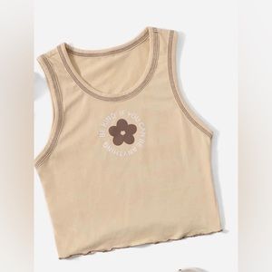 Crop top tank top with flower